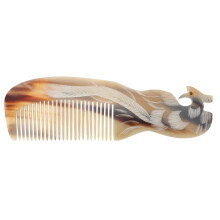 Pieptene de scalp gravat pe ambele fețe, din corn de bou