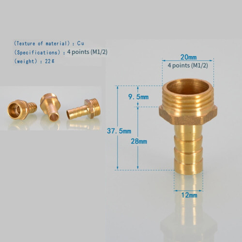 Messing-Schlauchanschlussadapter F1/2 Innen- oder Außengewinde