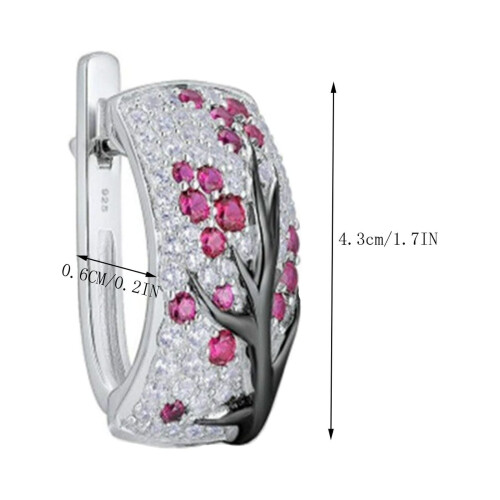 Elneeya Hoop Earrings for Women 925 Sterling Silver Ruby 2