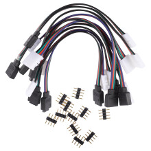Złącza oświetlenia LED do taśm RGB, 4-pinowe, plastikowe, 10 szt.