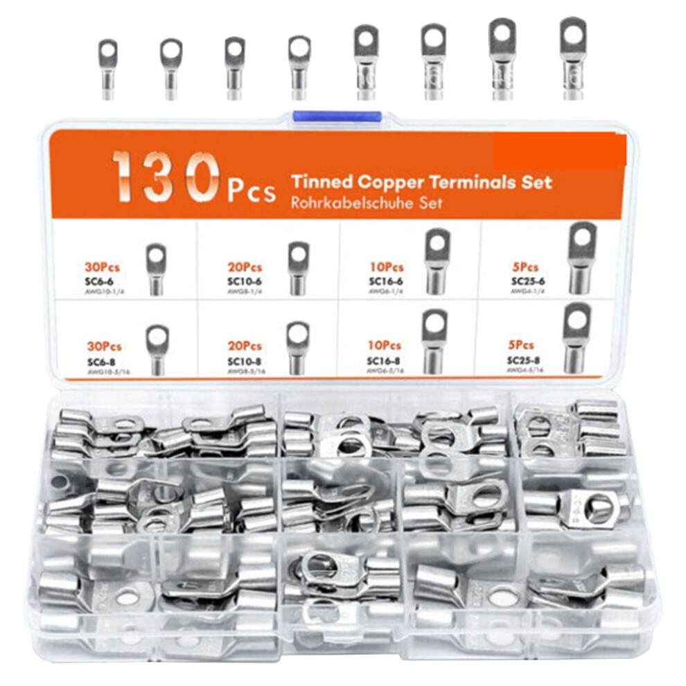 Copper Insulated Round Wire Connectors Crimp Set 130 Pcs 9107258523211