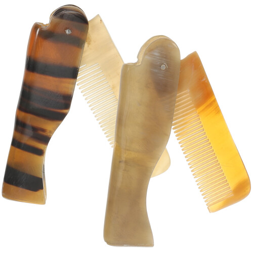 Pieptene de păr din corn de bou, portabil, pliabil, antistatic, 2 buc.