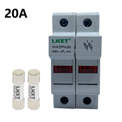 Mosiee solcellesikring 1000V DC 10x38mm med LED-holder