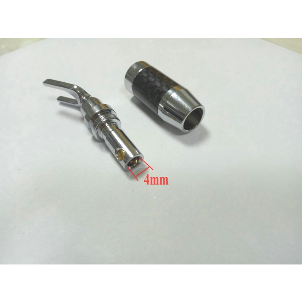 Copper Rhodium Plated Speaker Spade Banana Plug Screw Type 9107258523594