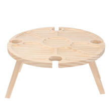 Wooden Picnic Dining Table Portable Round Mesh Roll