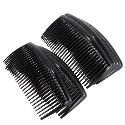 Pieptene lateral din plastic, 27 de dinți, 24 de bucăți, negru