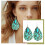Vintage leather water drop earrings with blue turquoise 2