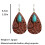 Vintage leather water drop earrings with blue turquoise 3