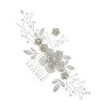 Pieptene de mireasă cu strasuri și model floral