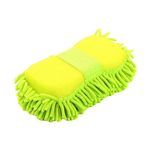 Éponge de lavage de voiture en microfibre chenille bleue (1 pièce)