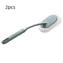 Brosse éponge à long manche pour salle de bain (2 pièces, grise)
