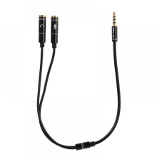 Prettyui 3,5 mm headsetadapterkabellængde 30 cm Y-splitterjackkabel med separat mikrofonlyd til hovedtelefoner