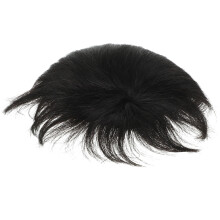 Peluca corta negra para hombre, extensión de cabello frontal para