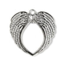 Conectori de legătură tip aripă din aliaj, argint antic, 20 buc., 69 x 65,5 x 3 mm