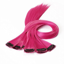 Extensiones de cabello sintético color rosa con clip (10 unidades)