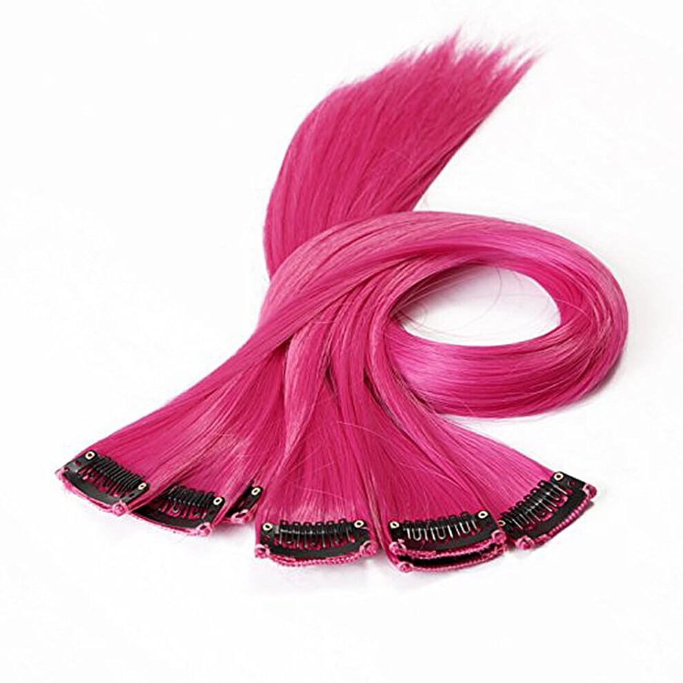 Rose Red Synthetic Hair Extensions Clip-On 10 pcs
