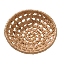 Panier à pain rond en rotin, plateau de service, plateau à thé tressé à la main pour dîners et petits-déjeuners.