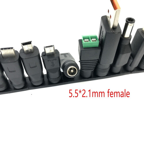 DC 5,5*2,1 mm hunn til mikro-USB hann-terminalkonverter