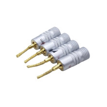 Bananplugger forgylt kobber 4 stk