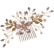 Tiara de păr pieptene de nuntă cu perle metalice