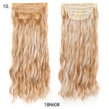 Set de 4 piezas de extensiones de cabello largo rizado para mujer