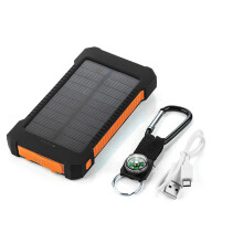 Batería externa solar con doble puerto USB, resistente al agua, 20000 mAh.