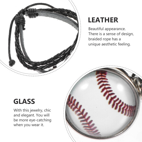 Bracciale da baseball in pelle da uomo, 2 pezzi 1