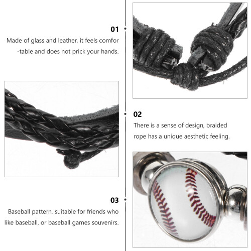 Bracciale da baseball in pelle da uomo, 2 pezzi 2