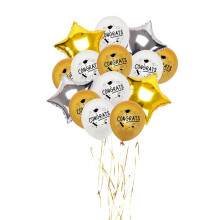 Examensdekorationer Svarta Vita Guld Konfetti Ballonger