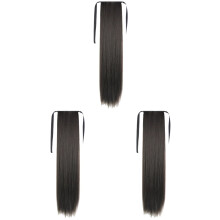 Extensiones de coleta lisas sintéticas para mujer (3 piezas)