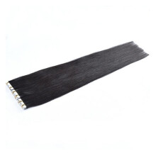 Extensiones de cabello humano virgen de 75 cm con cinta adhesiva, color negro.