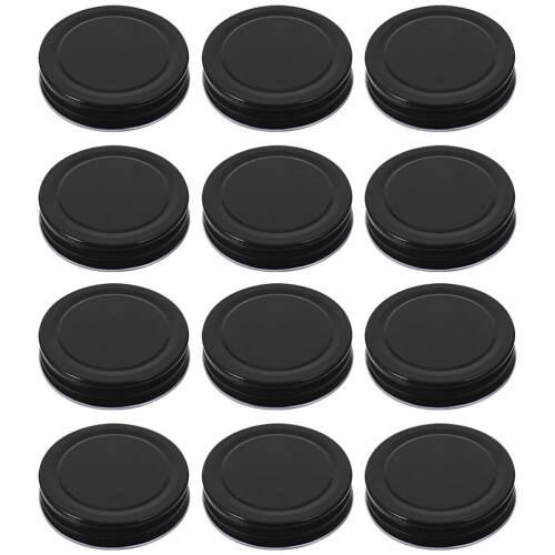 Couvercles noirs en fer-blanc pour bocaux Mason (16 pièces)