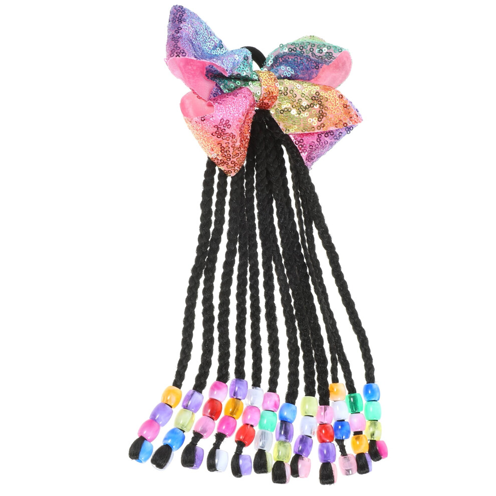 Hair Extension Ponytail Beaded Bowknot Braided