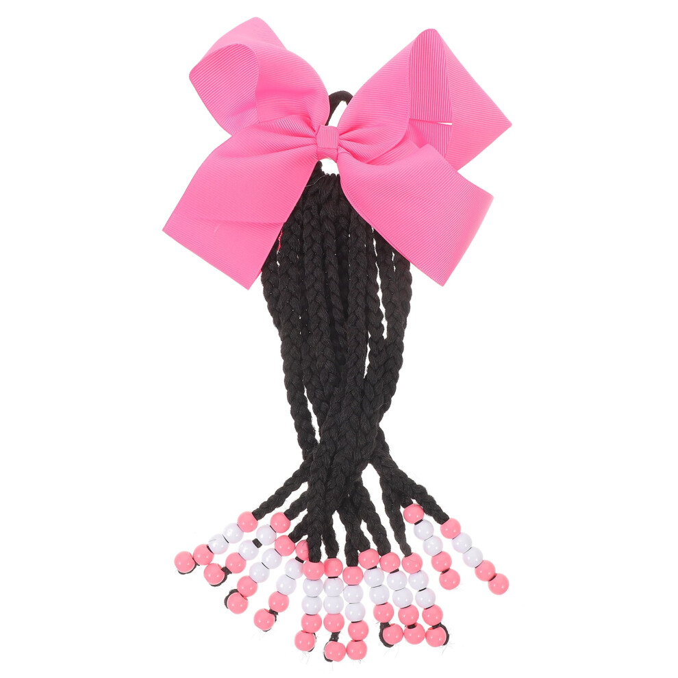 Kids ponytail hair extension scrunchie braided wig bowknot