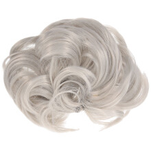 Extensión de moño despeinado de cabello humano, color gris, 1 pieza.