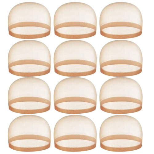 Pruikmuts van kant, ademend, elastisch mesh, 12 stuks