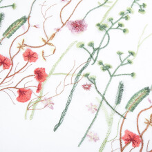 Blomsterblonderbroderistof til brudeslør