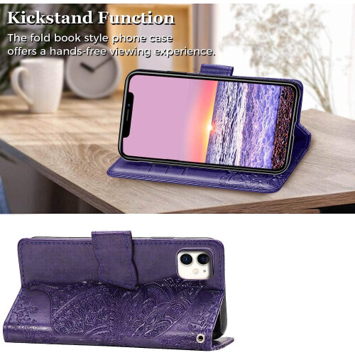 iPhone11 pung-etui lilla PU-læder folio med 2
