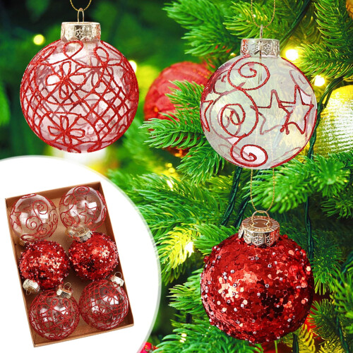 Kayannuo Weihnachtskugeln, transparent lackiert, 8 cm, 6 Stück