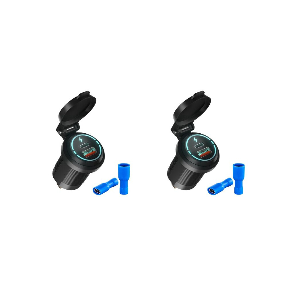 2X Pd+Usb Charger Socket Waterproof Marine Qc3.0 Usb Power Outlet For Marine, Boat, Motorcycle, Truck, Cart 6032870198918