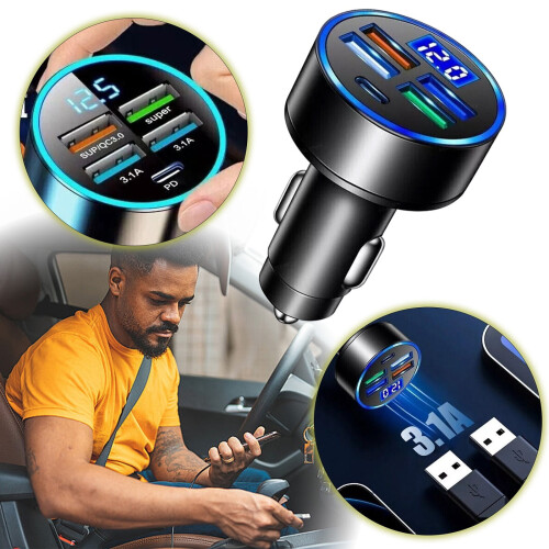 "Ζήστε την εμπειρία γρήγορης φόρτισης: 5USB PD + οθόνη Super3.1A για όλες τις συσκευές σας!" 1