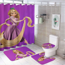 Sada sprchového závesu Rapunzel s protišmykovou kúpeľňovou podložkou a