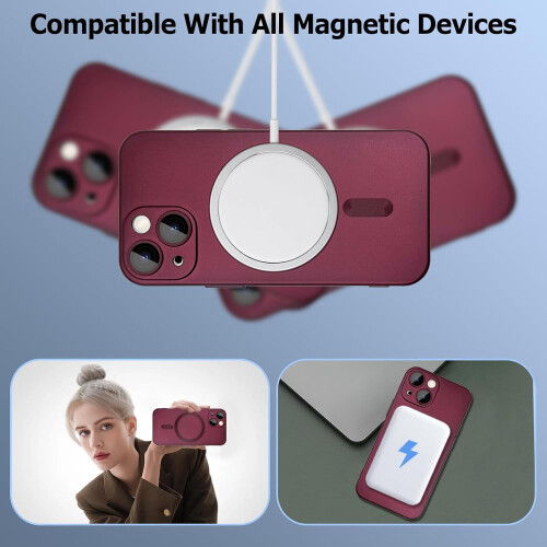 iPhone13Mini cover mat, blødt metallisk vinrødt 1