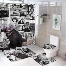 Sprchový záves Kaneki Ken s protišmykovou kúpeľňovou podložkou a