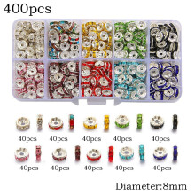 Haimni 400 Stück 10-farbige Strass-Kristall-Abstandsperlen-Set für DIY-Schmuckherstellung