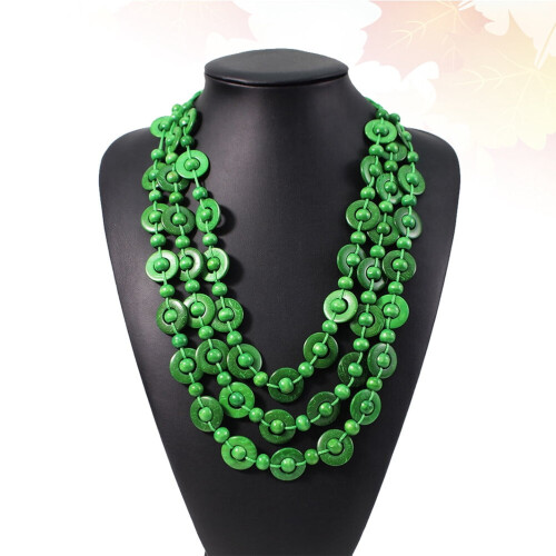 Bohemian beaded necklace coconut shell green 1