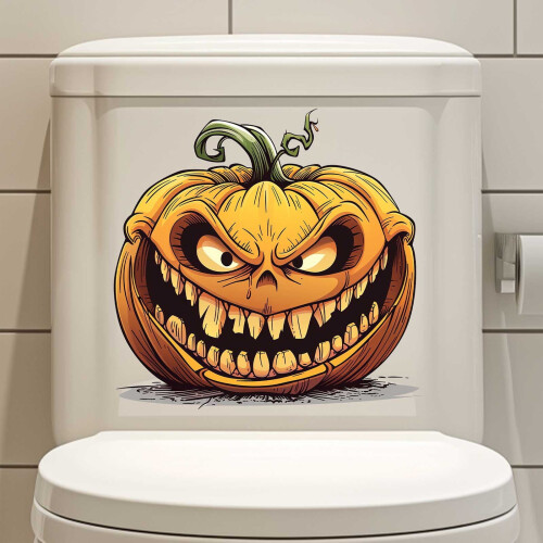 Αυτοκόλλητο τουαλέτας για το Halloween με κολοκύθα, κάστρο, σκελετό, χέρι, 3 τεμάχια 1