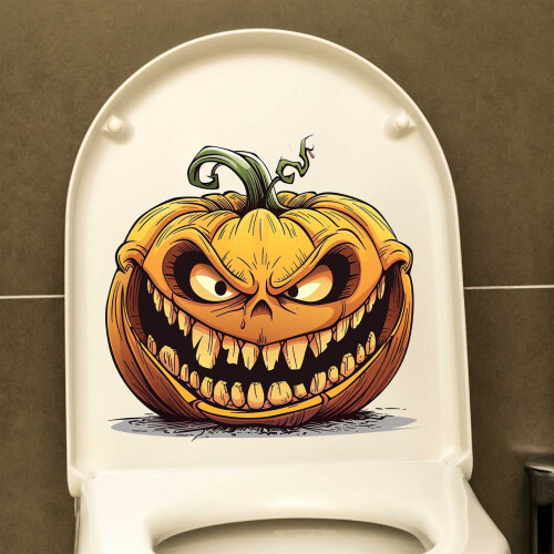 Αυτοκόλλητο τουαλέτας για το Halloween με κολοκύθα, κάστρο, σκελετό, χέρι, 3 τεμάχια 2