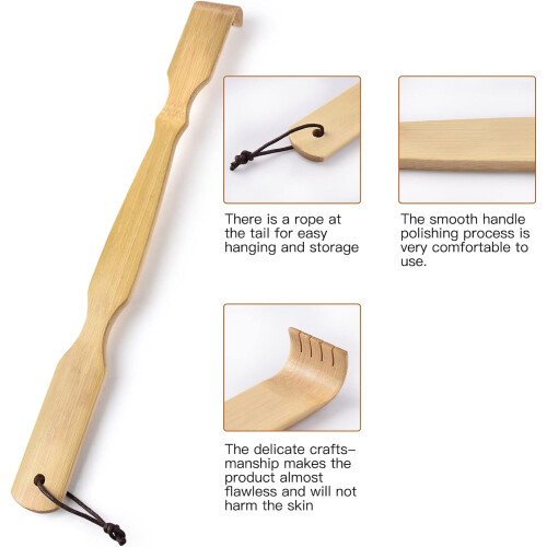 Coçador de costas de bambu natural, 43 cm (17 polegadas) 2