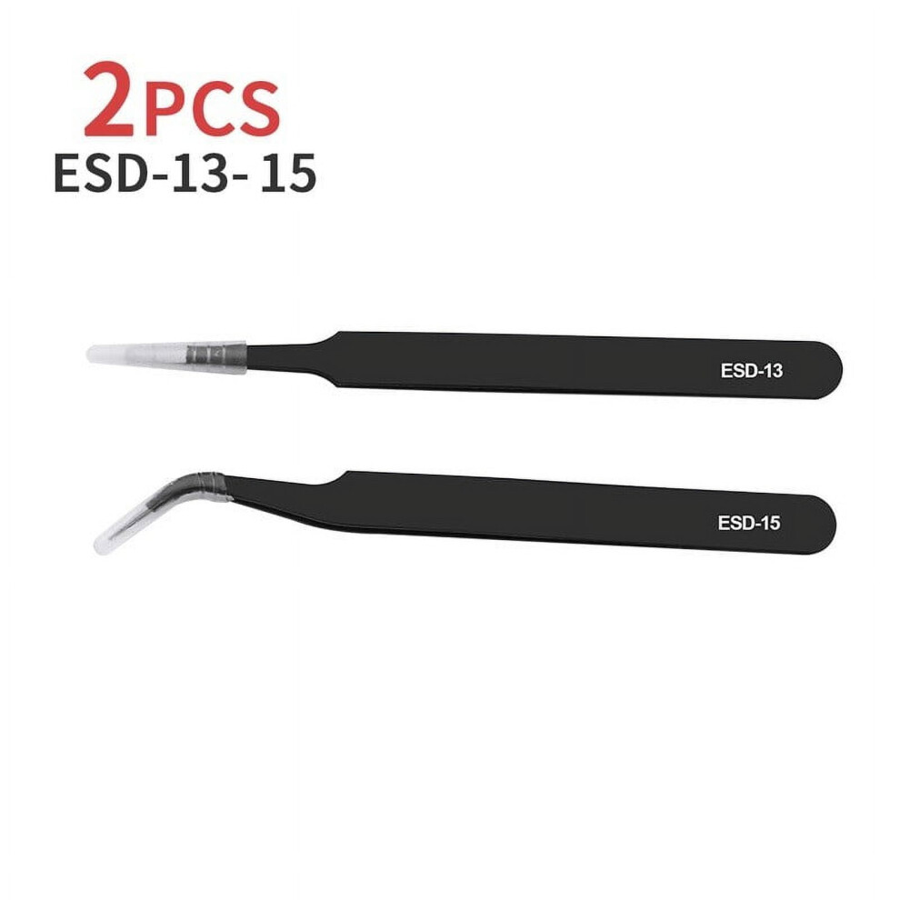 Esd Anti-Static Stainless Steel Tweezers 2 Pcs 9314556017063